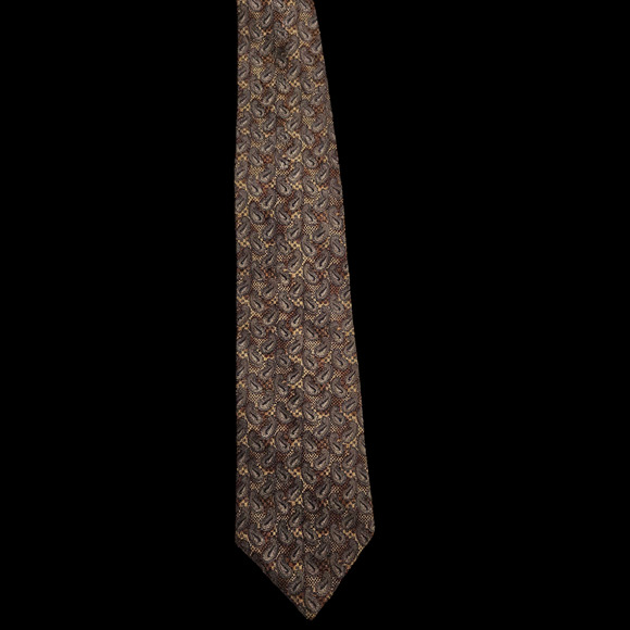 Bugatti 100% Silk Tie Brown Gold Paisley Pattern Made Korea 3.75" Wide Vintage - Picture 3 of 6